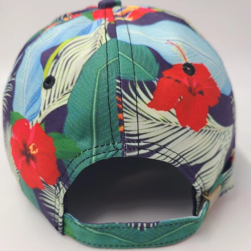 DARE Hat Strapback (Fits‎ Small) Blue Red Floral All Over Print Tropical Skate
